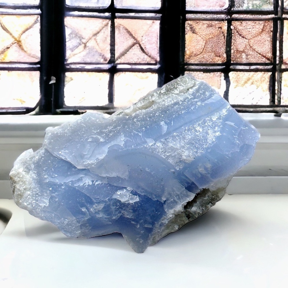 Blue Lace Agate Large Natural Raw Crystal Geode Gemstone